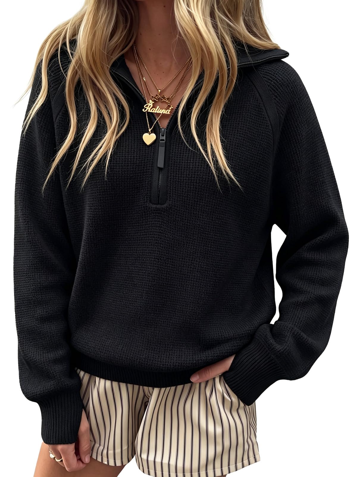 Women's Half Zip Sweater Long Sleeve Pullover