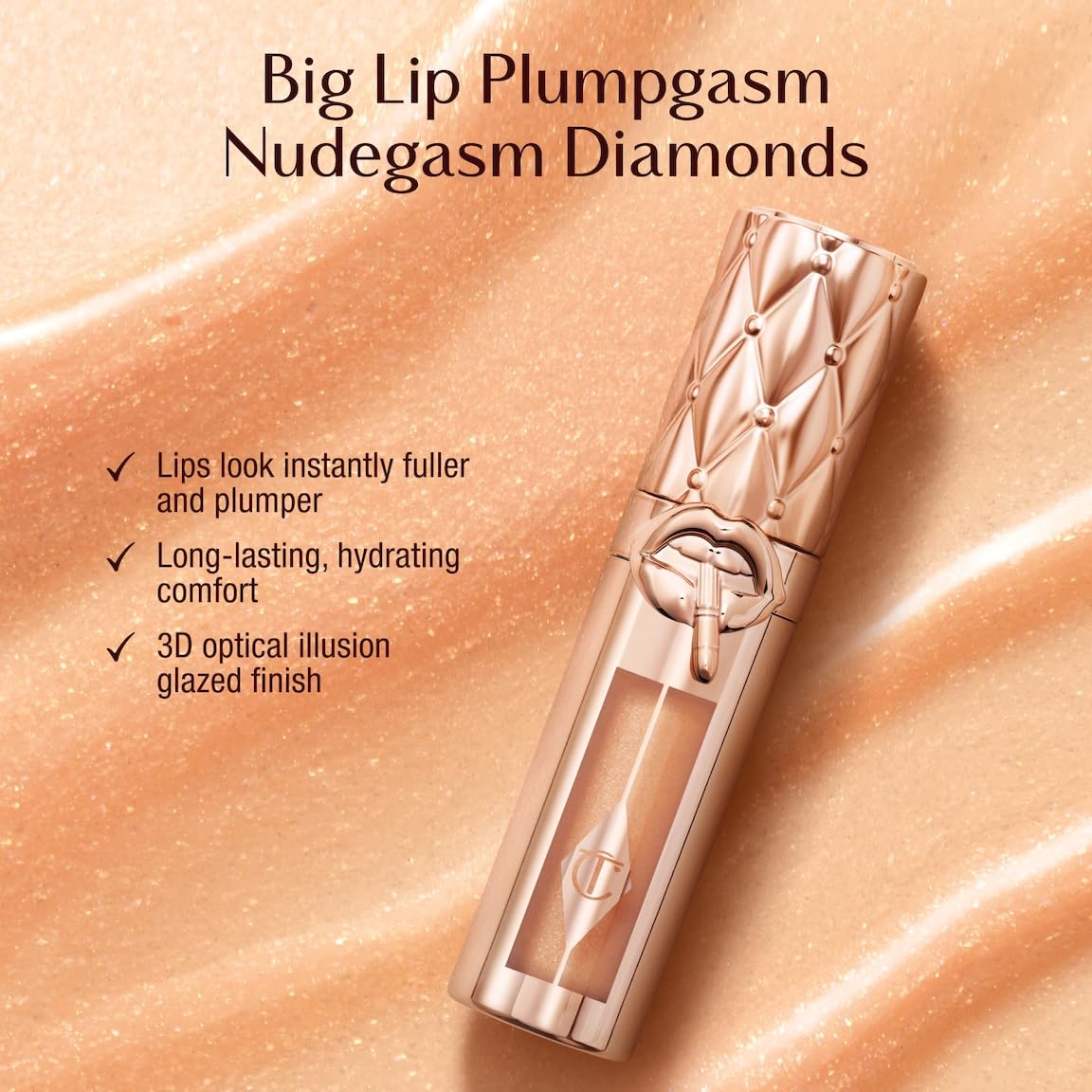 Charlotte Tilbury Big Lip Plumpgasm Lip Gloss - Gift Set Essential - Hydrating Plumper with Hyaluronic Acid & Heat + Ice Technology - Perfect for Pairing with Makeup Favorites