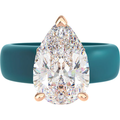 Rinfit Silicone Ring with Stone - Pear Cut Cubic Zirconia Solitaire Engagement Ring for Women - Rubber Wedding Bands - Patent Pending