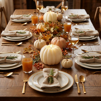 Fall Decor, Fall Decorations for Home - Flameless Pumpkin Candle with Timer Remote - Room Bedroom Table Farmhouse Decor for Halloween, Thanksgiving, Orange+White