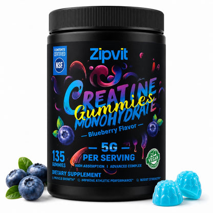 Creatine Monohydrate Gummies, NSF Certified Creatine Gummy, 5g Dose for Men & Women to Support Muscle, Strength, Recovery, Cognitive Health & Memory, Pineapple Flavor, 135 Gummies