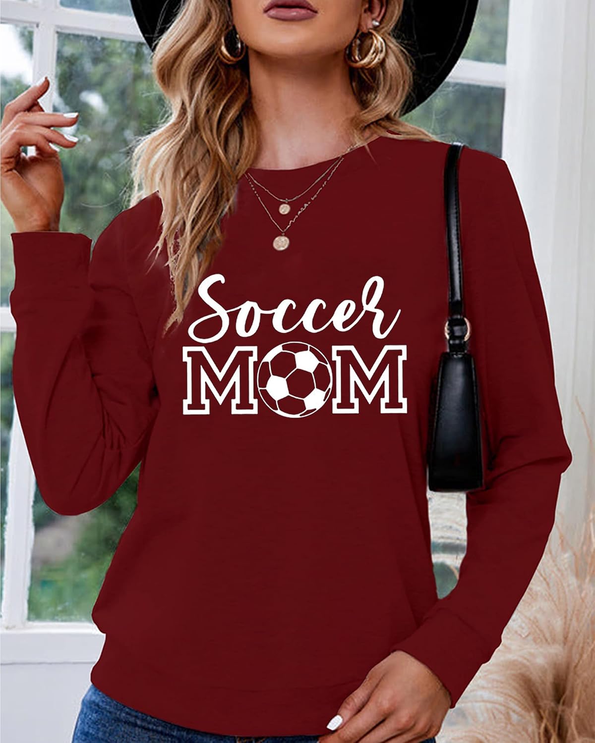 Womens Soccer Mom Sweatshirt Soccer Graphic Shirts Football Outfits
