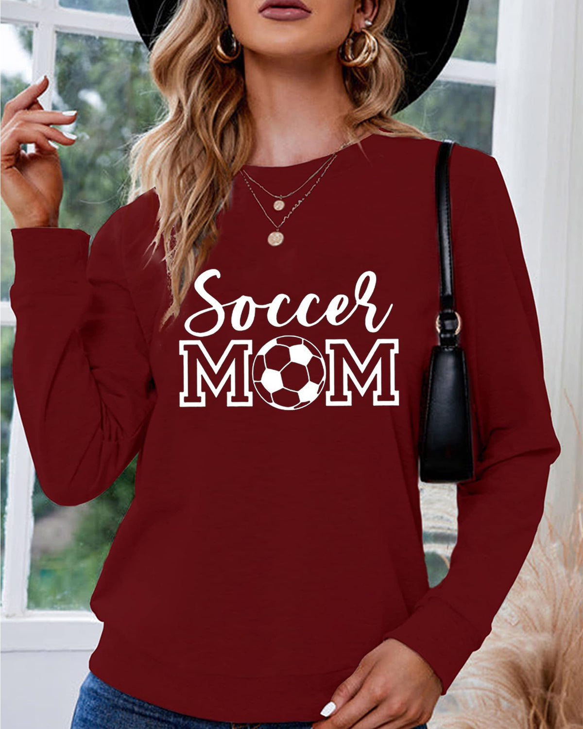 Womens Soccer Mom Sweatshirt Soccer Graphic Shirts Football Outfits