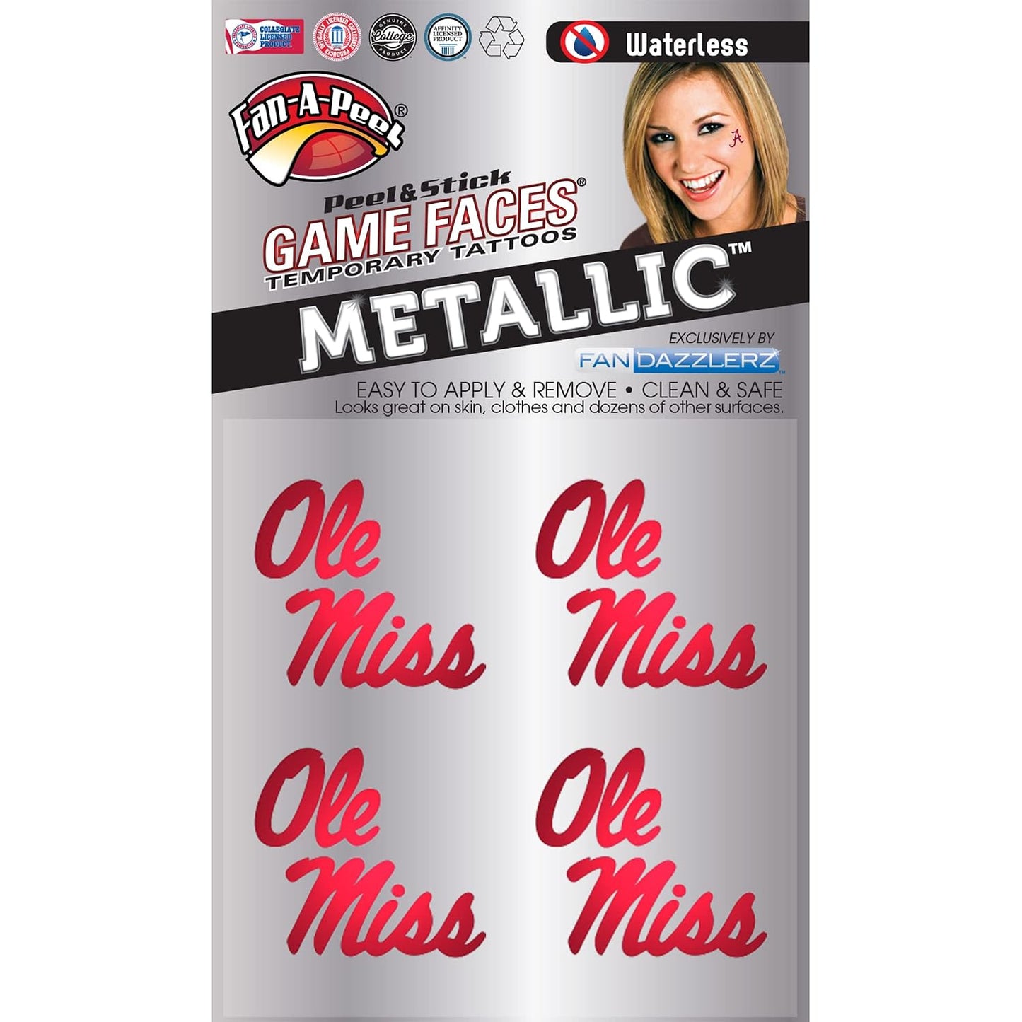Alabama Waterless Temporary Tattoos - Hypoallergenic Peel and Stick Waterproof Temporary Tattoos - Officially Licensed