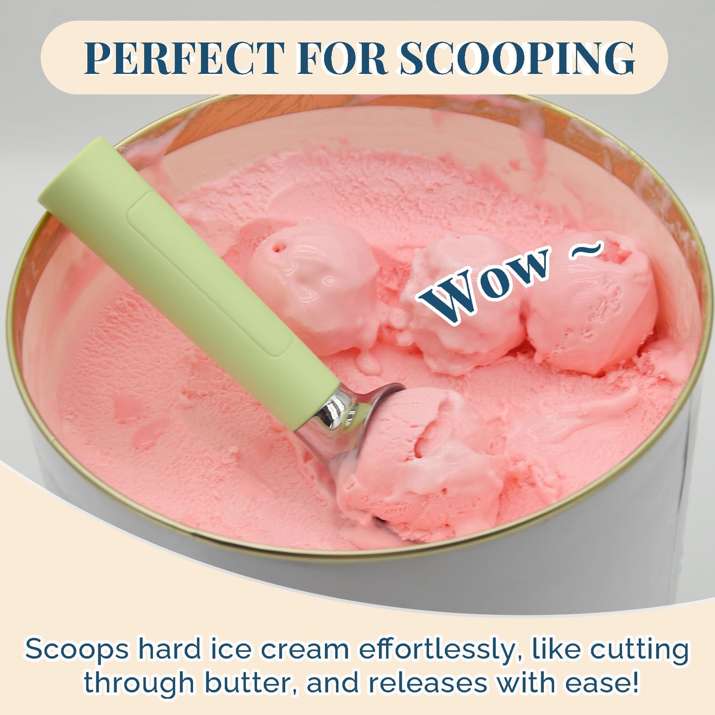 Heated Ice Cream Scoop Rechargeable, Electric Warming Ice Cream Scooper with LED Display, Heats to 158°F for Hard Ice Cream, Easy for Seniors & Kids, IP67 Waterproof (White, 2 oz)