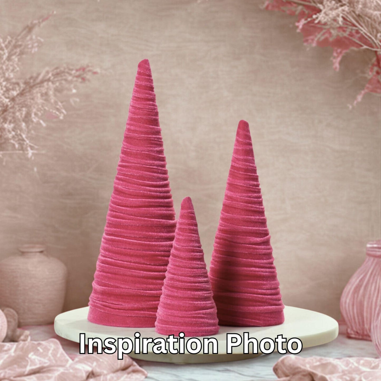 Your Heart's Content Red Velvet Trees Set of 3, Winter Wedding Centerpiece, Valentine Tabletop Tree Decor, Cozy Handmade Romantic Home Decor, Bookshelf Accent, Gift for (Red)