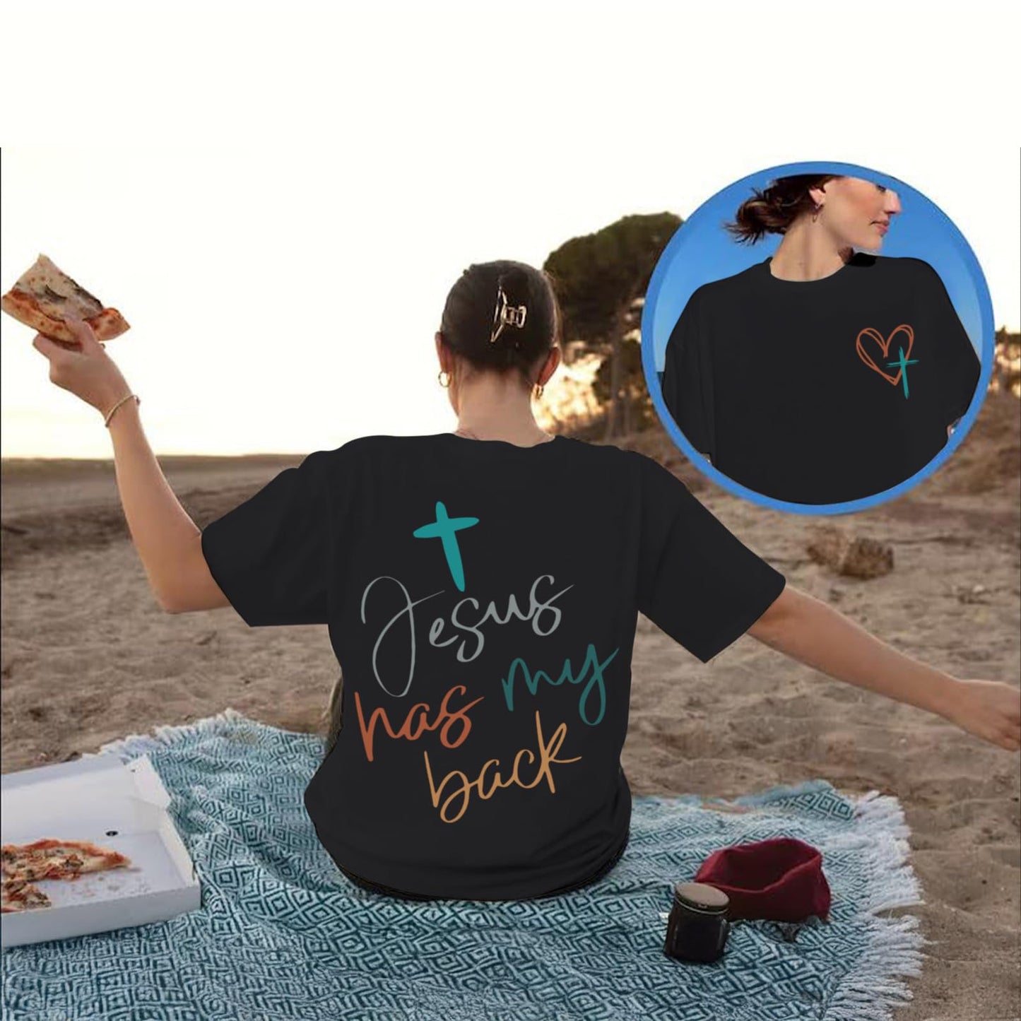 Tuislay Christian Shirts for Women Jesus Has My Back
