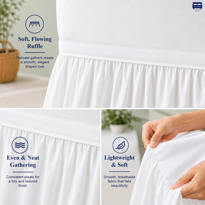 Cottingon Dorm Room Bed Skirt Twin XL, White Microfiber Dust Ruffle, 32 Inch Drop, Fits Standard College Beds 39 x 80, Under Bed Storage Cover, College Dorm Room Essentials, Back to School Bedding