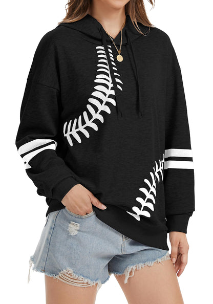 Womens Baseball Hoodie Casual Long Sleeve Baseball Mom Sweatshirt
