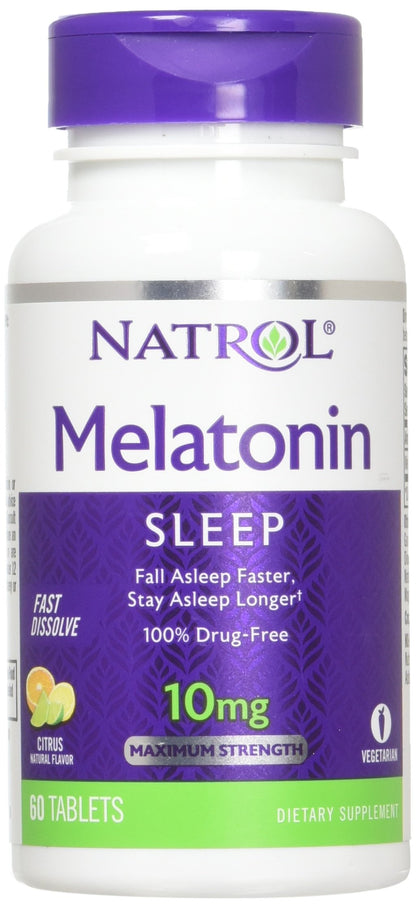 Natrol Melatonin 10mg Fast Dissolve Tablets - Strawberry Flavor, 100 Count, Sleep Aids for Adults, Fast Dissolve Melatonin for Adults, 100-Day Supply