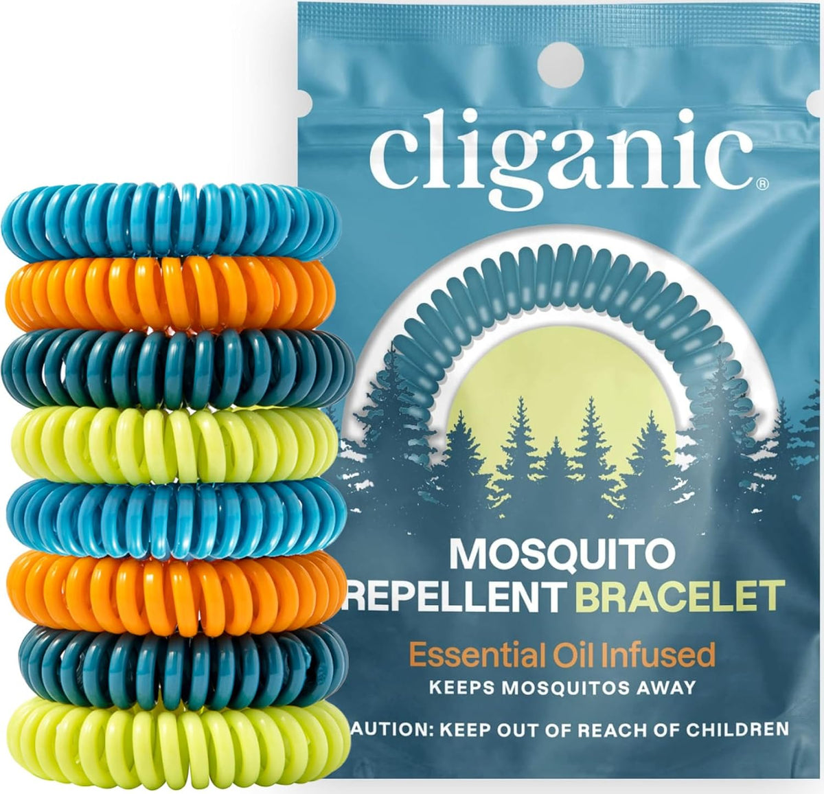 Cliganic Mosquito Repellent Bracelets for Kids & Adults, Natural, 20 Pack
