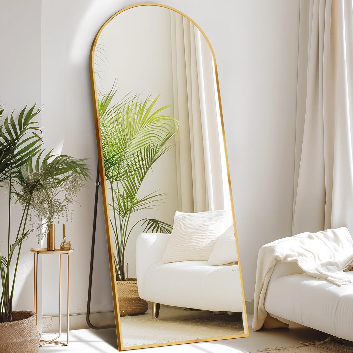 DUMOS 59"x16" Arched Full Length Mirror with Stand