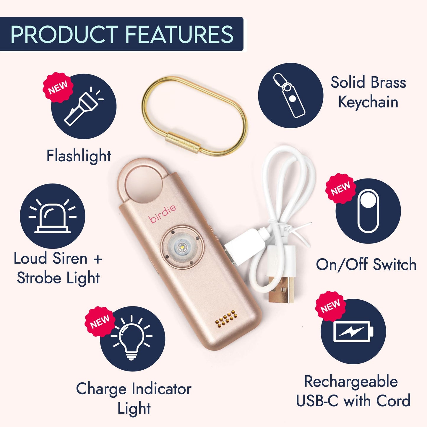 She’s Birdie 3.0 New Version – The Original Personal Safety Alarm for Women by Women–Loud Siren, Flash Light and Rechargeable Battery in a Variety of Colors (Aqua Blue)