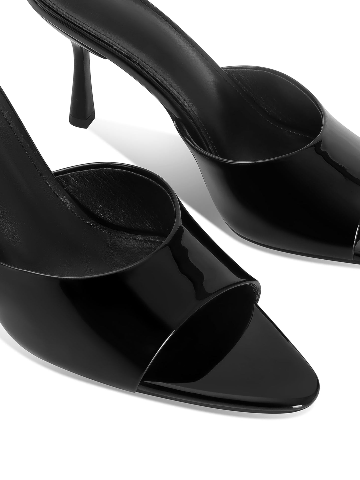 High Heel Mules - Pointed Open Toe Slip On
