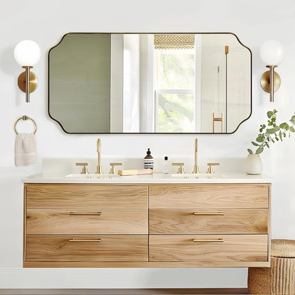 ANDY STAR Unique Rectangle Wall Mirror, 24"x32" Black Mirror, Modern Mirror with Aesthetic Scalloped Edge Design Ideal for Bathroom, Bedroom or Entryway, Thin Frame Deep 1’’