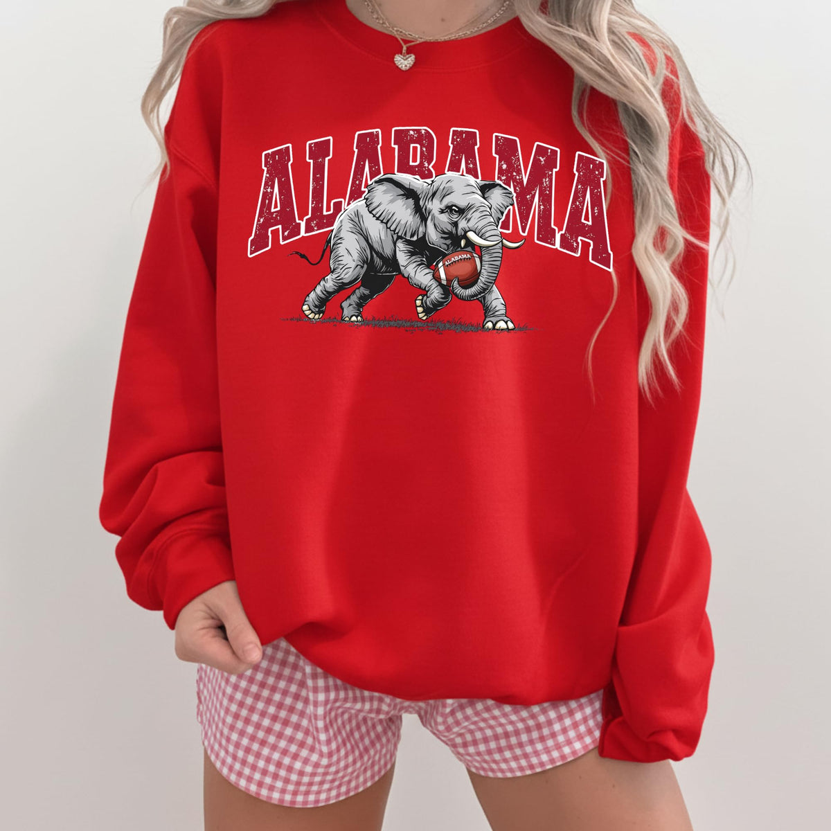 Alabama Elephant Football Sweatshirt – Vintage Sport Grey Crewneck Pullover – Retro Game Day Apparel for Men & Women