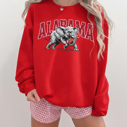 Alabama Elephant Football Sweatshirt – Vintage Sport Grey Crewneck Pullover – Retro Game Day Apparel for Men & Women