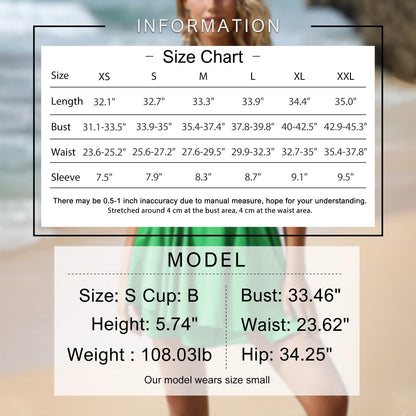 Exlura Women's Summer Ruffle Short Sleeve Tie Back Romper Dress Square Neck a Line Cute Dressy Short Jumpsuits