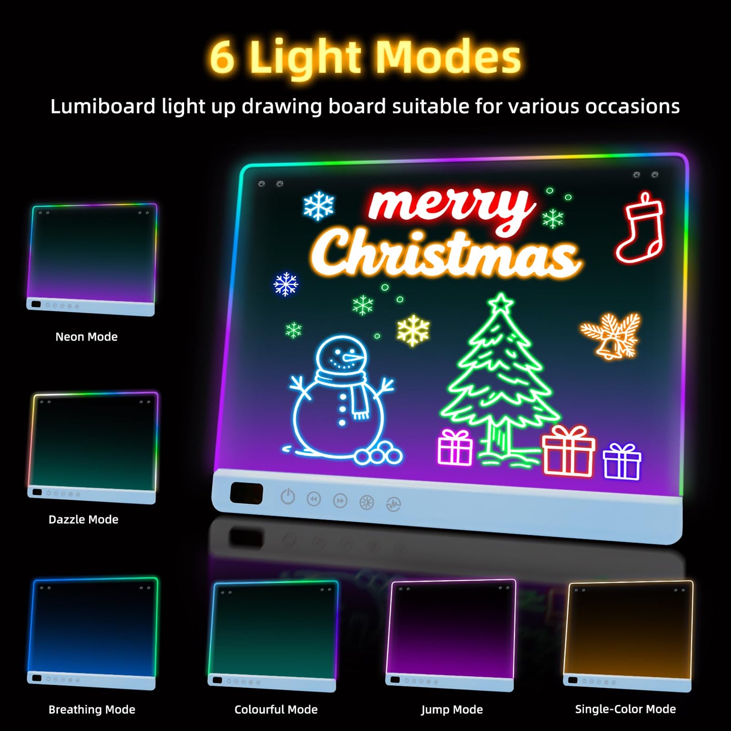 Led Drawing Board with 13 Light Effects, 16" Rechargeable Glow Doodle LED Note Board with Colors, Neon Light Up Drawing Tablet Gifts for Kids for Easter Birthday Christmas Gift Ideas