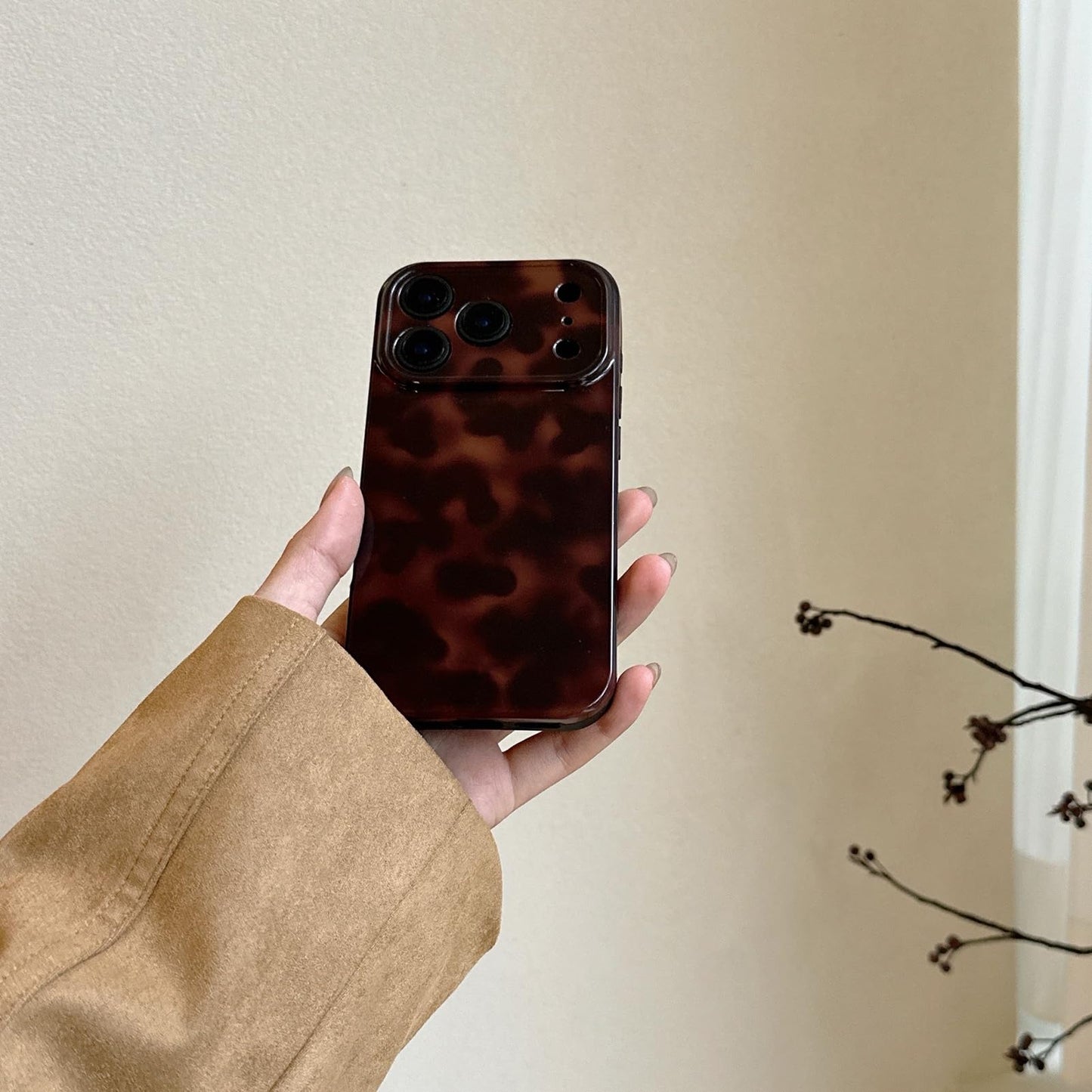 Aesthetic Tortoise Shell Phone Case for iPhone 17 Pro 6.3in,Retro Cool Girl Leopard Print Brown Amber Trendy Full Camera Protective Cover for iPhone 17pro 6.3"