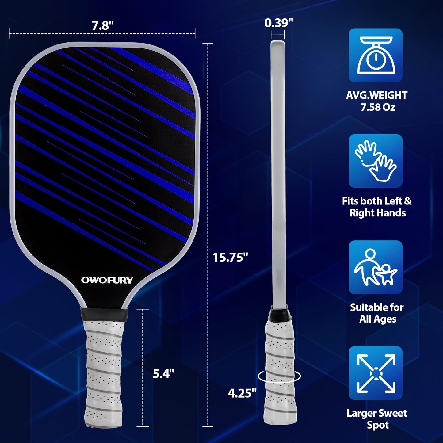 Pickleball Paddles Set of 2 Lightweight Honeycomb Core Pink