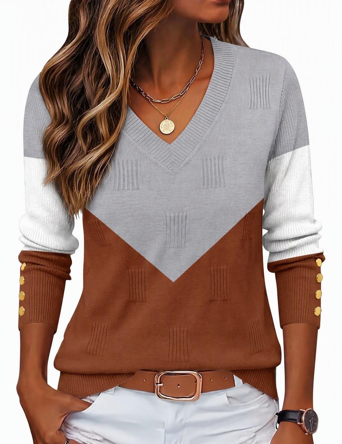 Zeagoo Womens V Neck Sweaters