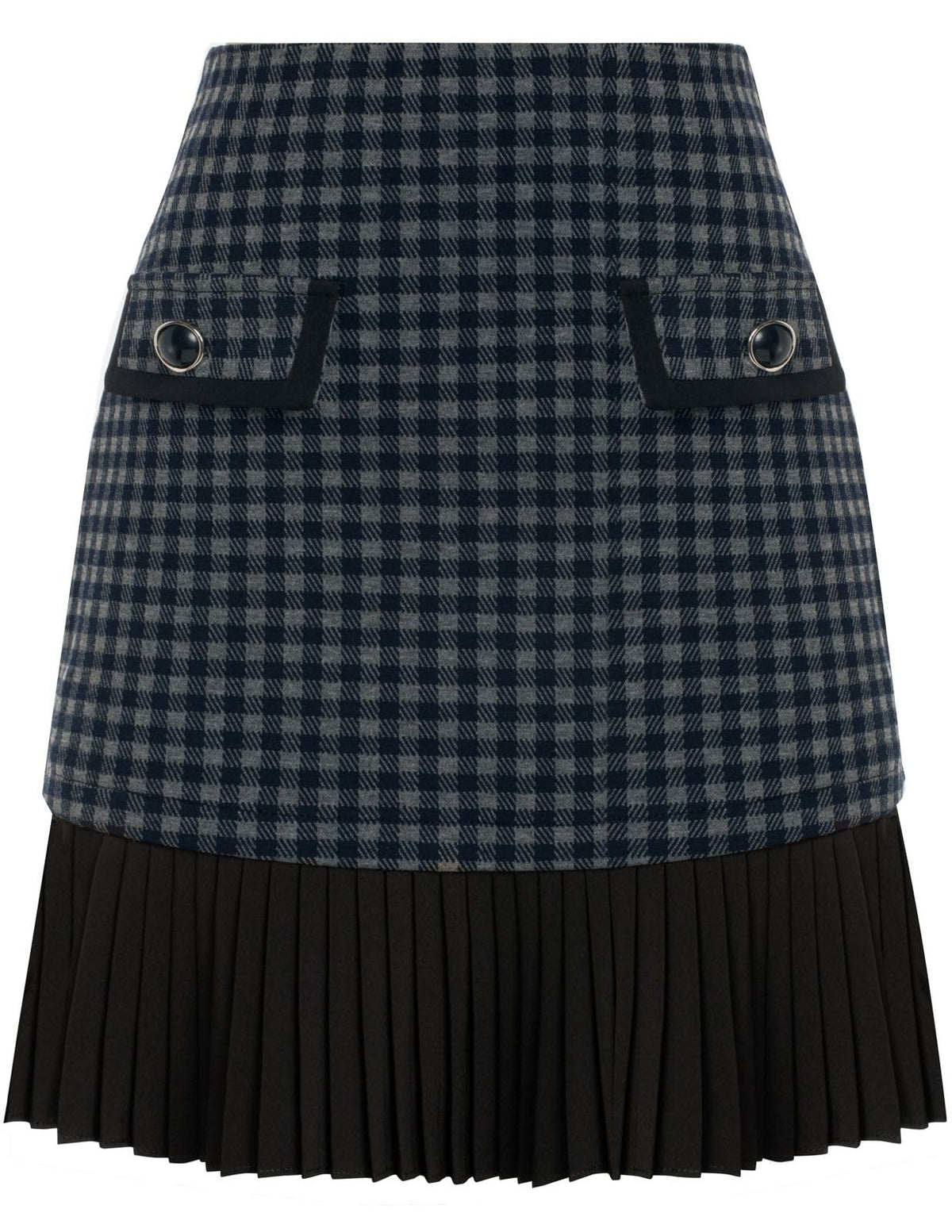 Kate Kasin Women's Plaid Mini Skirt, High Waist Pleated A-Line Skirts