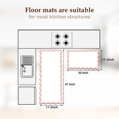 Arenarug Upgrade Scalloped Embossed Kitchen Mats for Floor 2PCS Cushioned Anti Fatigue Waterproof Foam Kitchen Rugs Non Slip Washable Comfort Standing Mat for Office Sink Laundry, Black