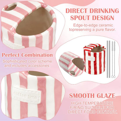 2 Pack Ceramic Mug with Sip Hole,
