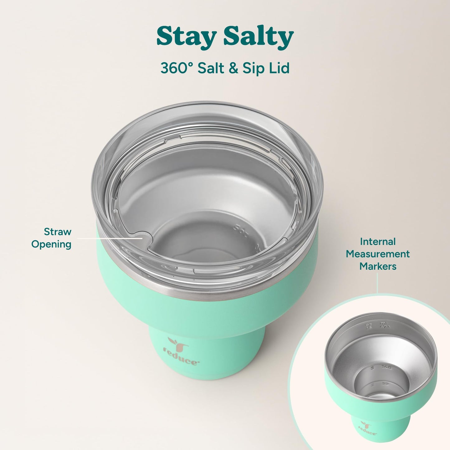 REDUCE Saltini 16oz Margarita Tumbler - Insulated Cocktail Glass - 4 Pack