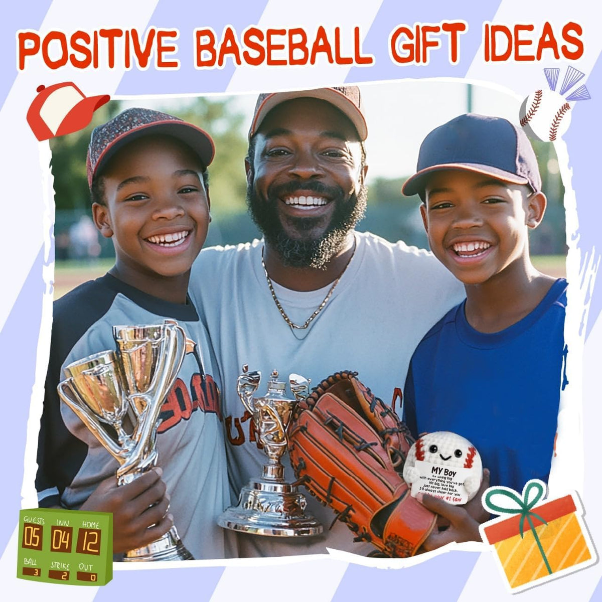 Baseball Gifts for Boys Son Birthday Christmas Positive Crochet Animals