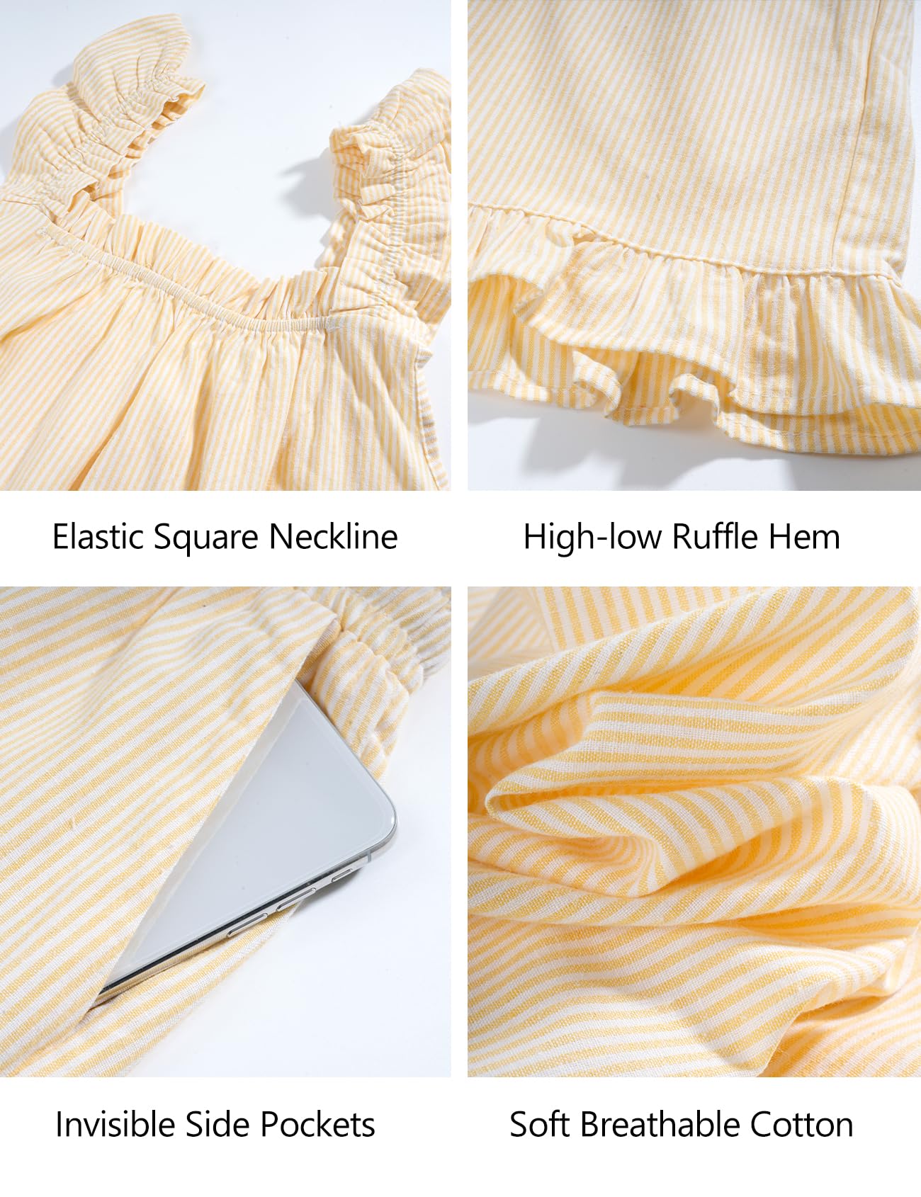 Flygo Striped Pajamas Set for Women Cotton 2 Piece Lounge Sets Ruffle Cami Top and Shorts Cute Summer Pj Sleepwear