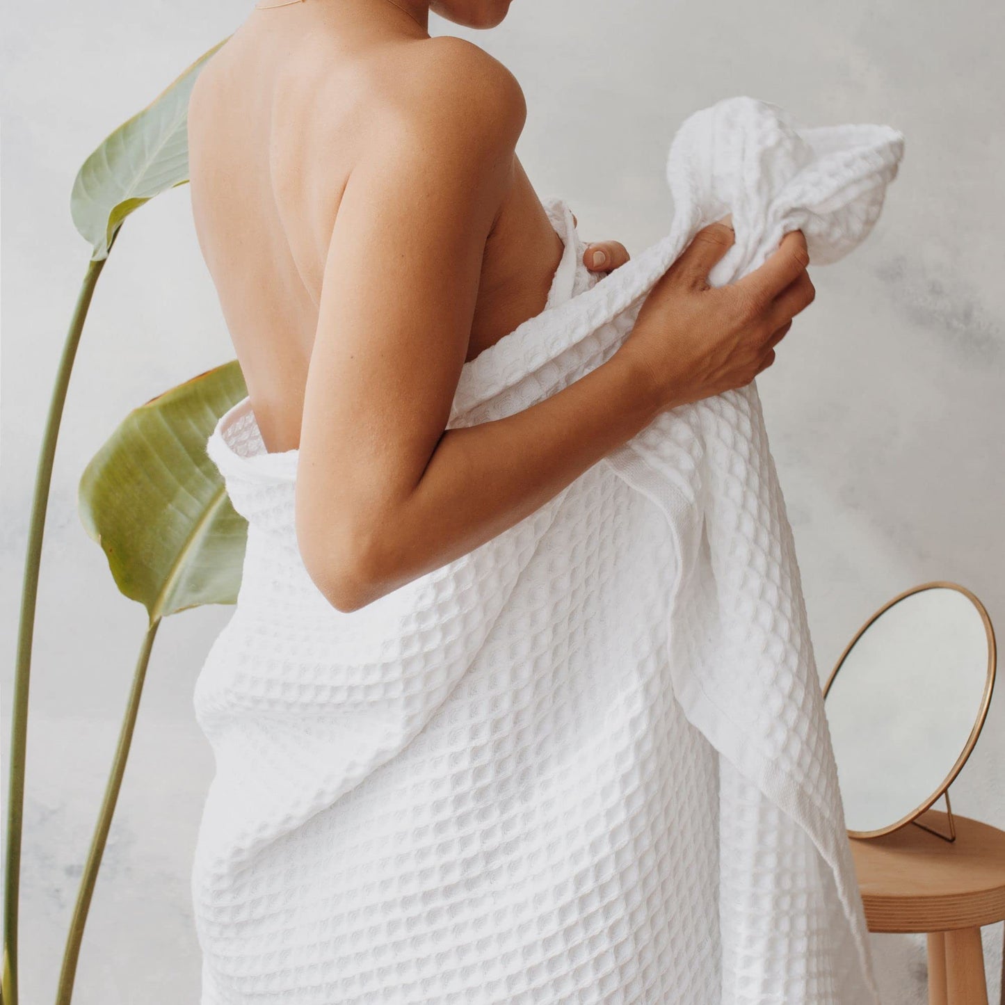 sea me at home Waffle Hand Towel – 100% Turkish Cotton, Quick-Dry, Soft and Absorbent Bathroom Towel (White)