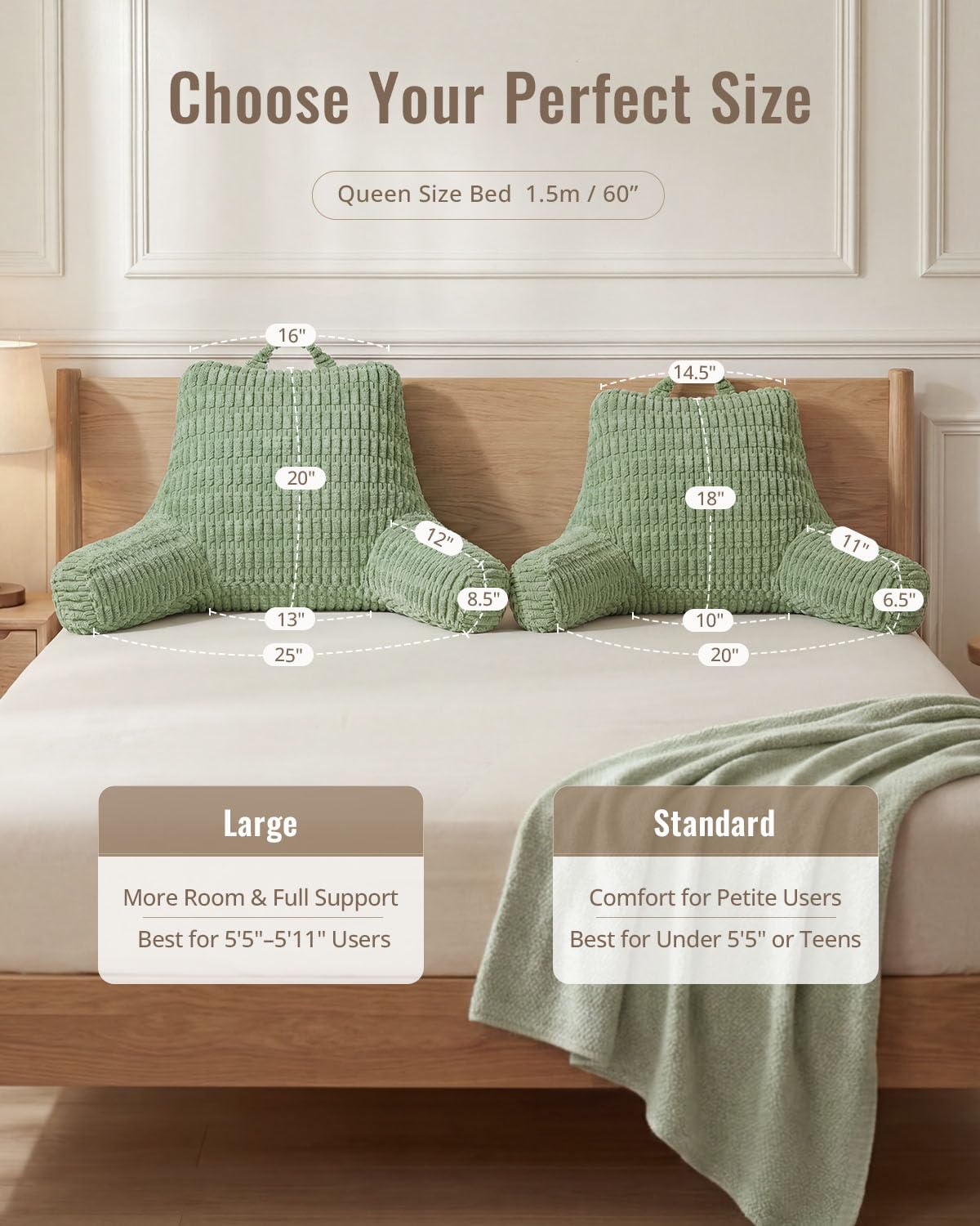 Blissful Diary Reading Pillow, Backrest Pillow with Shredded Memory Foam