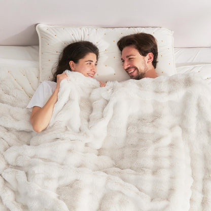 Cozy Bliss Faux Fur Throw Blanket for Couch, Fuzzy Soft Plush Thick Bubble Blanket for Sofa Bedroom Living Room, 50 * 60 Inches Tie Dye Pink