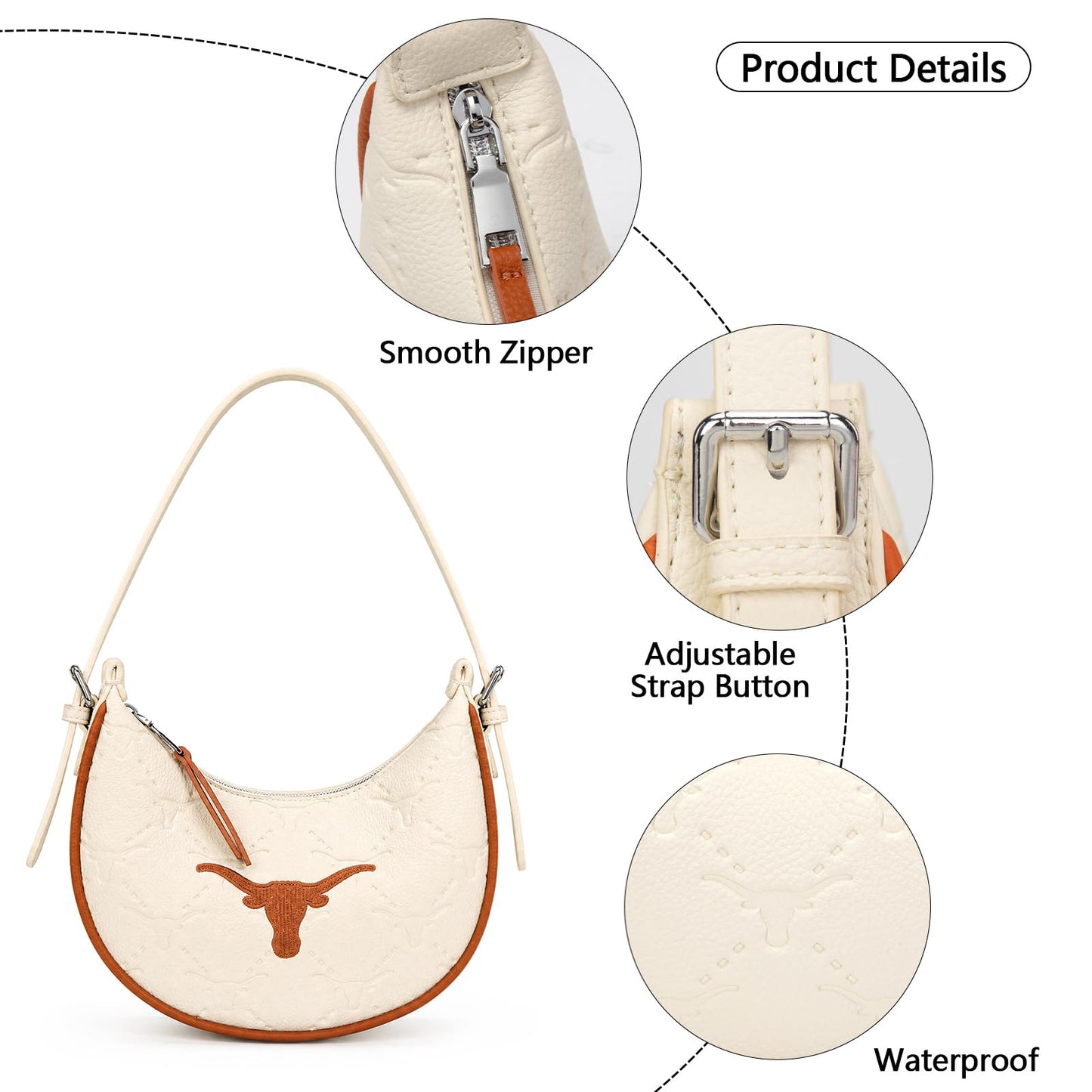 NCAA Crescent Shoulder Bag for Women, Half Moon Clutch Purses for Birthday/Graduation Gifts