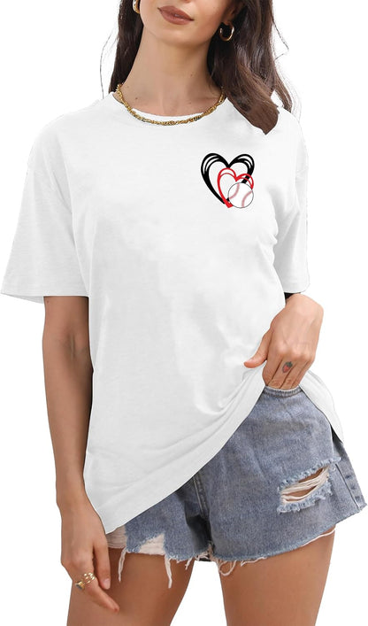 Baseball Mom Shirt for Women: Funny Baseball Tee Shirt Baseball Mama Short Sleeve Casual Tee Tops