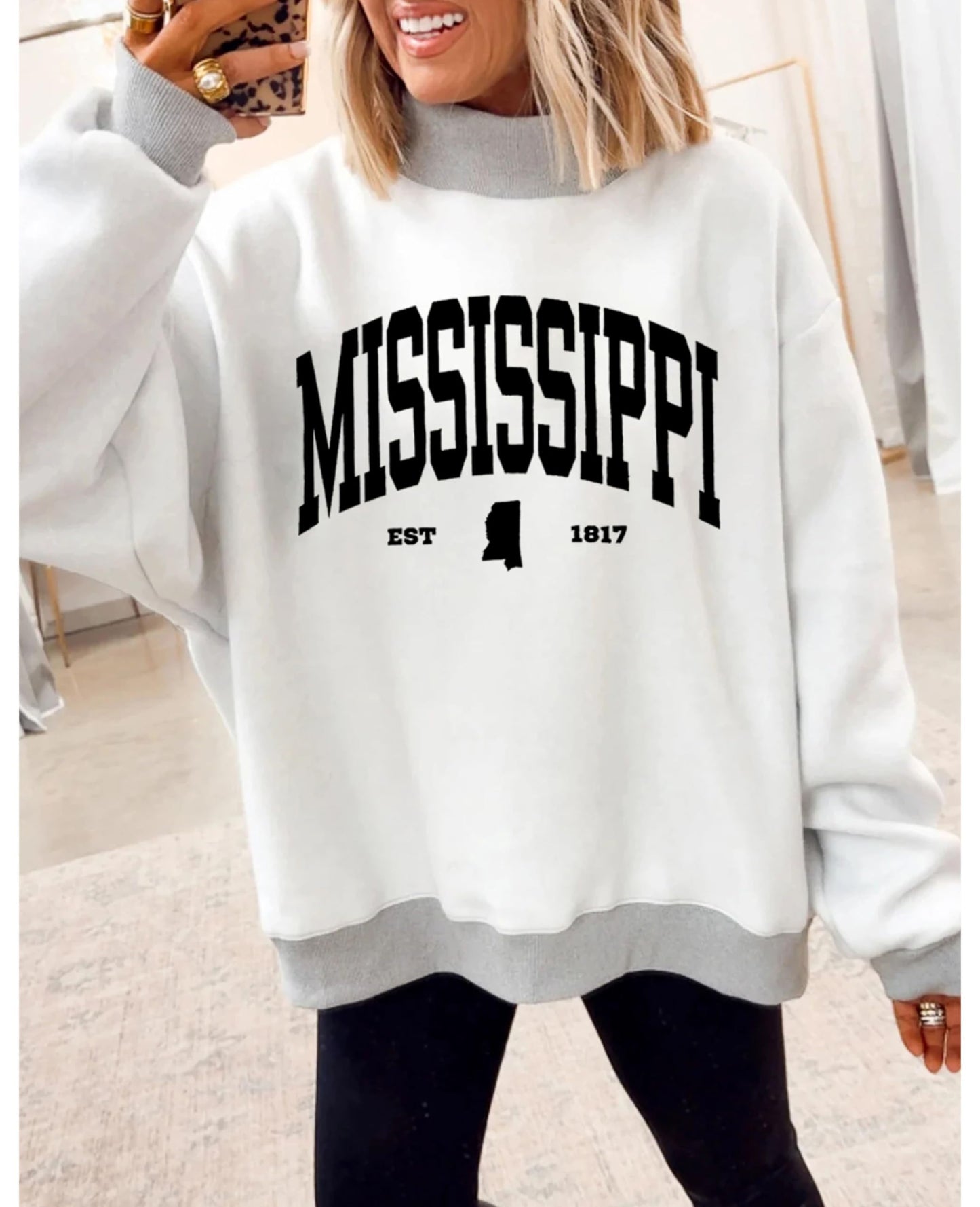 SELINK Womens Double Printed Reversible Mock Neck Sweatshirts Pullover Tops