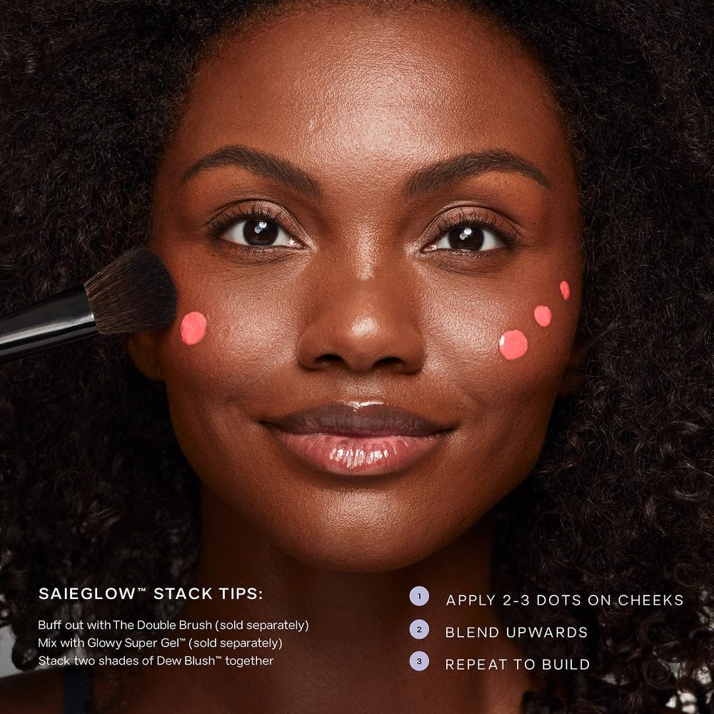 Saie Dew Liquid Blush for Cheeks - Hydrating Cream Blush Stick with a Blendable + Buildable Formula - Skincare Infused Dewy Cheek Tint for a Natural Flush - Glowy Makeup Essential - Baby (.40 oz)