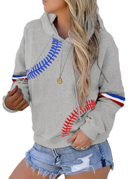 Womens Baseball Hoodie Casual Long Sleeve Baseball Mom Sweatshirt