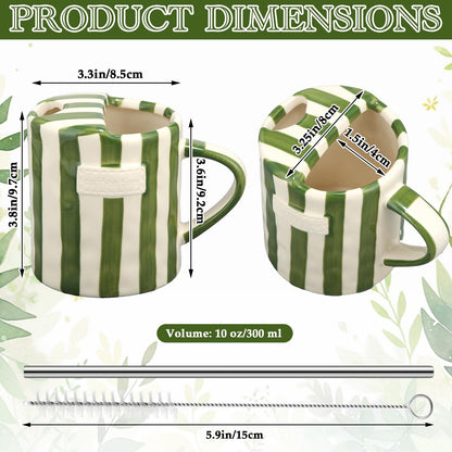 2 Pack Ceramic Mug with Sip Hole,