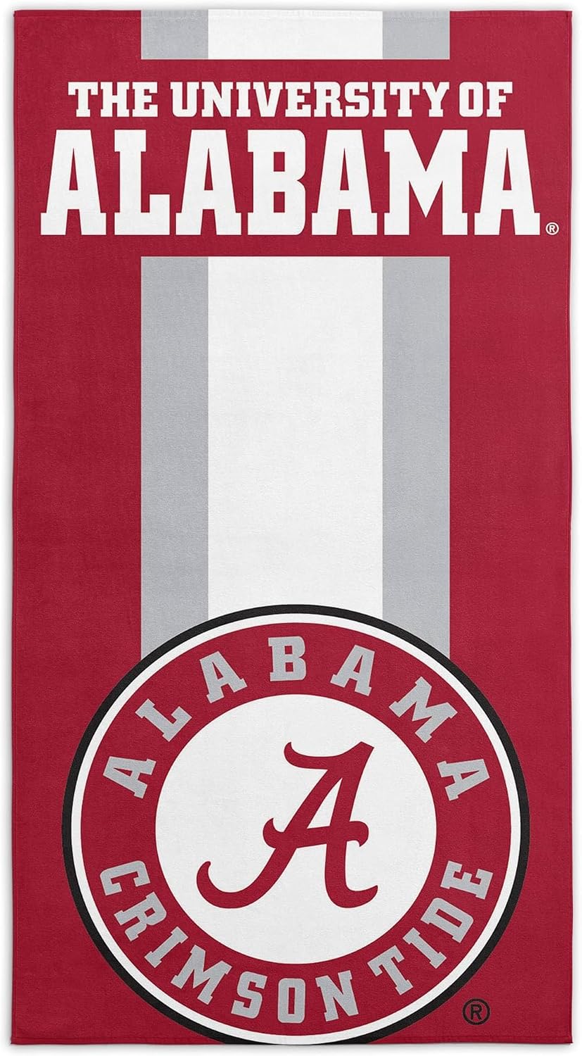 Northwest NCAA Alabama Crimson Tide Unisex-Adult Beach Towel, 30" x 60", Stripes