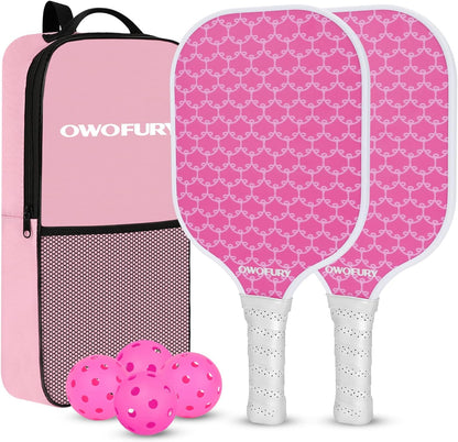 Pickleball Paddles Set of 2 Lightweight Honeycomb Core Pink