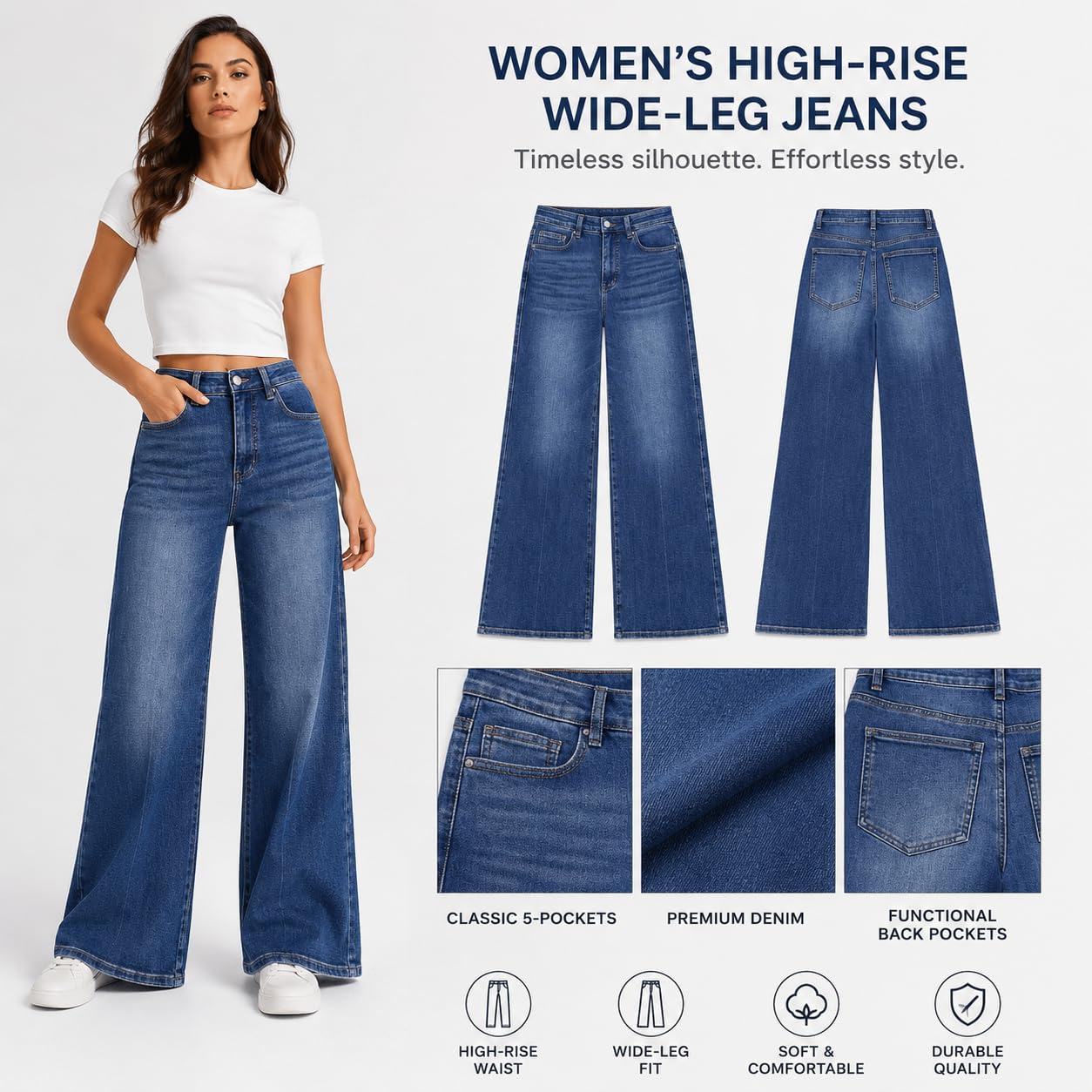 Women's High Waisted Wide Leg Jeans