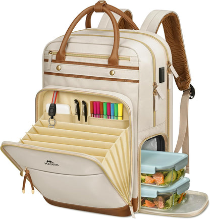 MATEIN Teacher Backpack with Lunch Compartment, 15.6 Inch Laptop Backpack | Detachable, with Organized Pocket, Commute Office College, Computer Backpacks for Men Women, Meal Prep Bag, Gift for Nurse