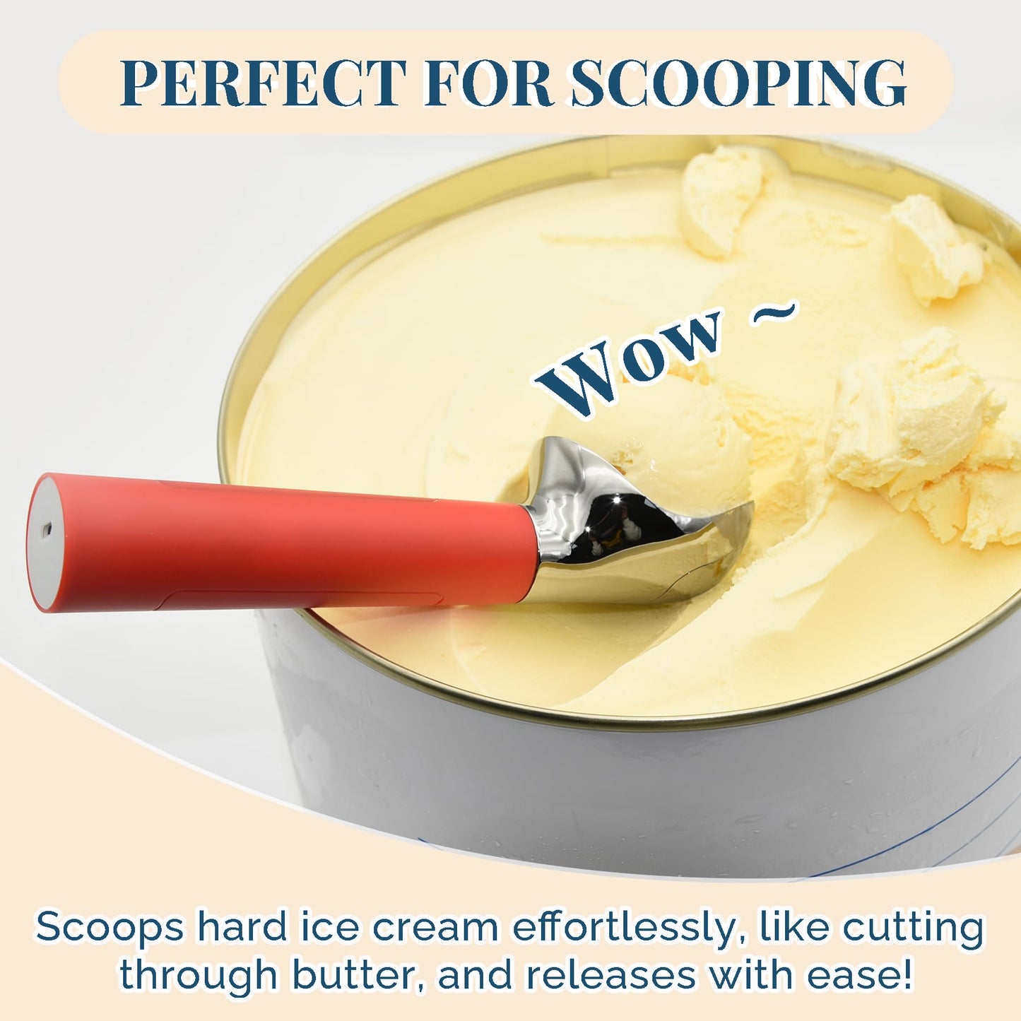 Heated Ice Cream Scoop Rechargeable, Electric Warming Ice Cream Scooper with LED Display, Heats to 158°F for Hard Ice Cream, Easy for Seniors & Kids, IP67 Waterproof (White, 2 oz)