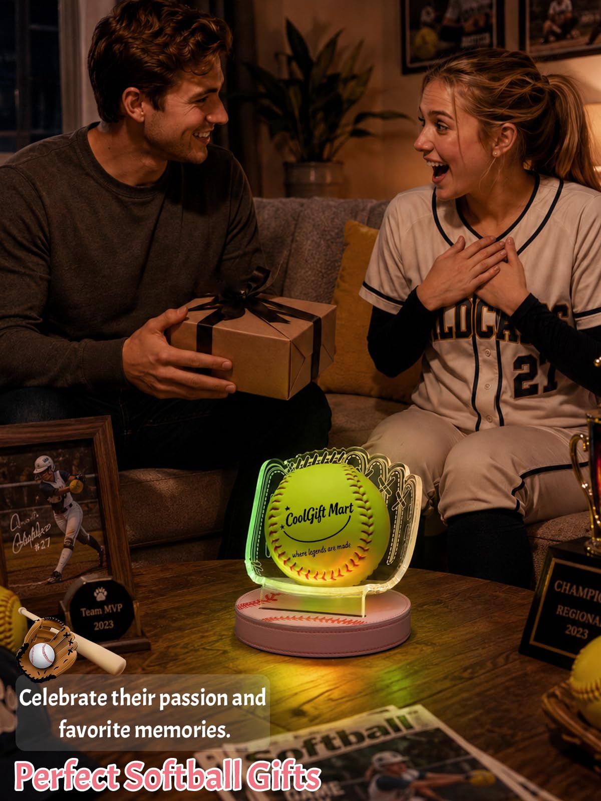 CoolGift Mart Light Up Baseball Glove Display Stand