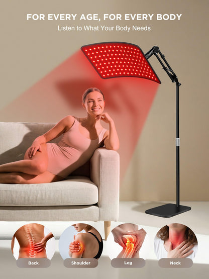 INTEO Red Light Therapy for Body and Face, 2-in-1 Red Light Therapy with Detachable, Infrared Light Therapy Lamp 660nm 850nm for Body at Home with Protective Glasses Elastic Strap, 46.5in Height