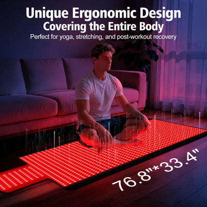 Red Light Therapy Mat for Full Body, 76.8'' X 33.4'' Red Light Therapy Blanket, 1370 (660nm & 850nm) LEDs for Home Use, 3 Modes & Adjustable Timer, Premium Leather