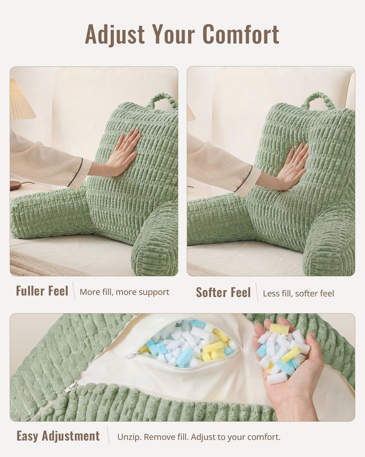 Blissful Diary Reading Pillow, Backrest Pillow with Shredded Memory Foam